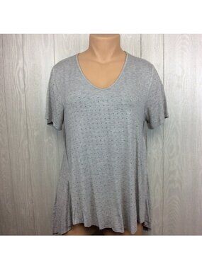 NWOT VOCAL Voice Of California Womens Gray Rhinestone Short Sleeve Top PLUS 1X